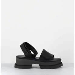 Sandales En Cuir Noir Semelle Bloc Legere - Filate Noir