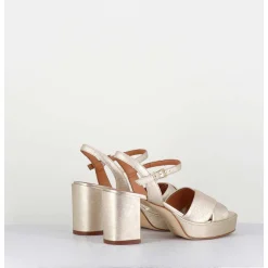 Sandales En Cuir Souple Metallise Champagne - Julia23 Platino