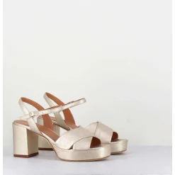 Sandales En Cuir Souple Metallise Champagne - Julia23 Platino