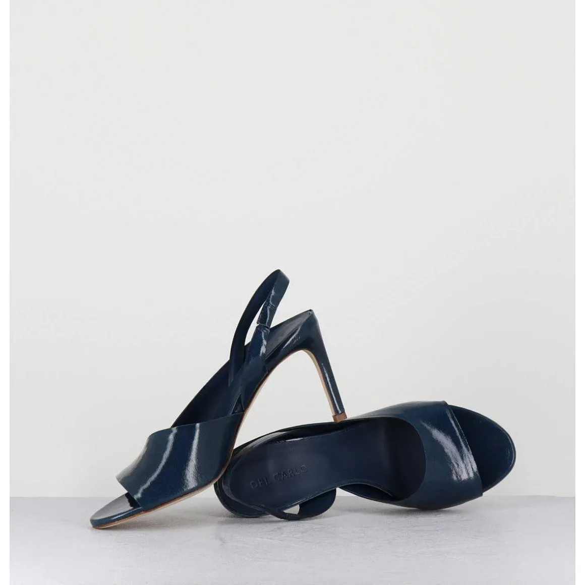 Sandales En Cuir Vernis Bleu Marine Talon Fin - 11537 Vetro Jeans