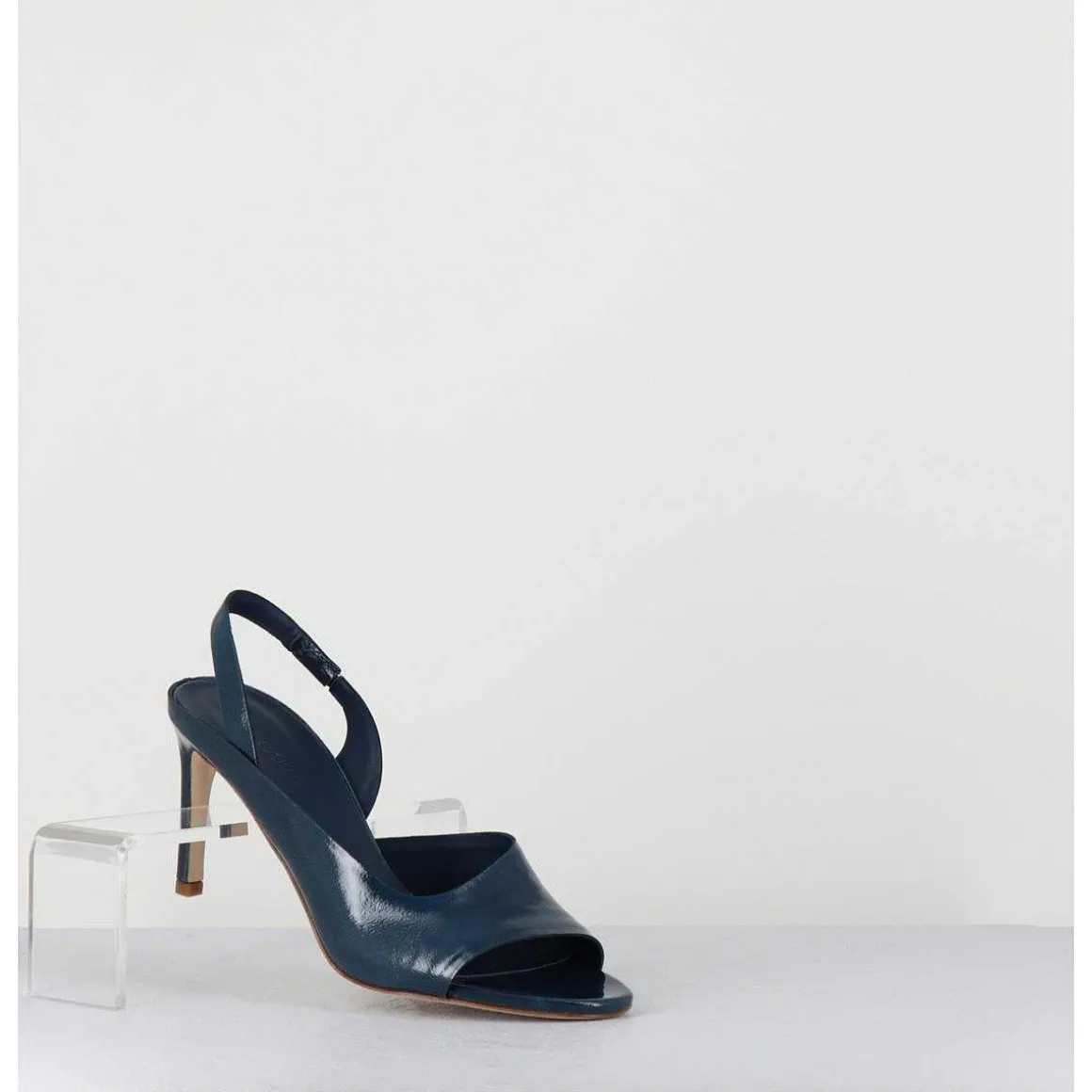 Sandales En Cuir Vernis Bleu Marine Talon Fin - 11537 Vetro Jeans
