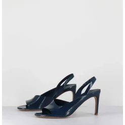 Sandales En Cuir Vernis Bleu Marine Talon Fin - 11537 Vetro Jeans
