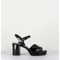 Sandales En Cuir Vernis Noir - Julia23 Nero