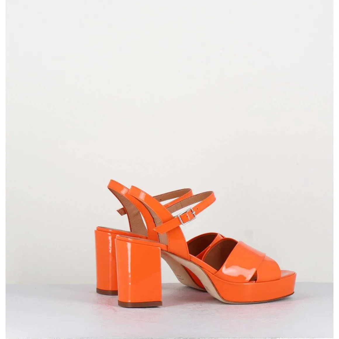 Sandales En Cuir Vernis Orange - Julia23 Arancio