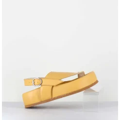 Sandales Entre-Doigts Semelle Epaisse En Cuir Jaune - Gaviv2 Buffy Senape