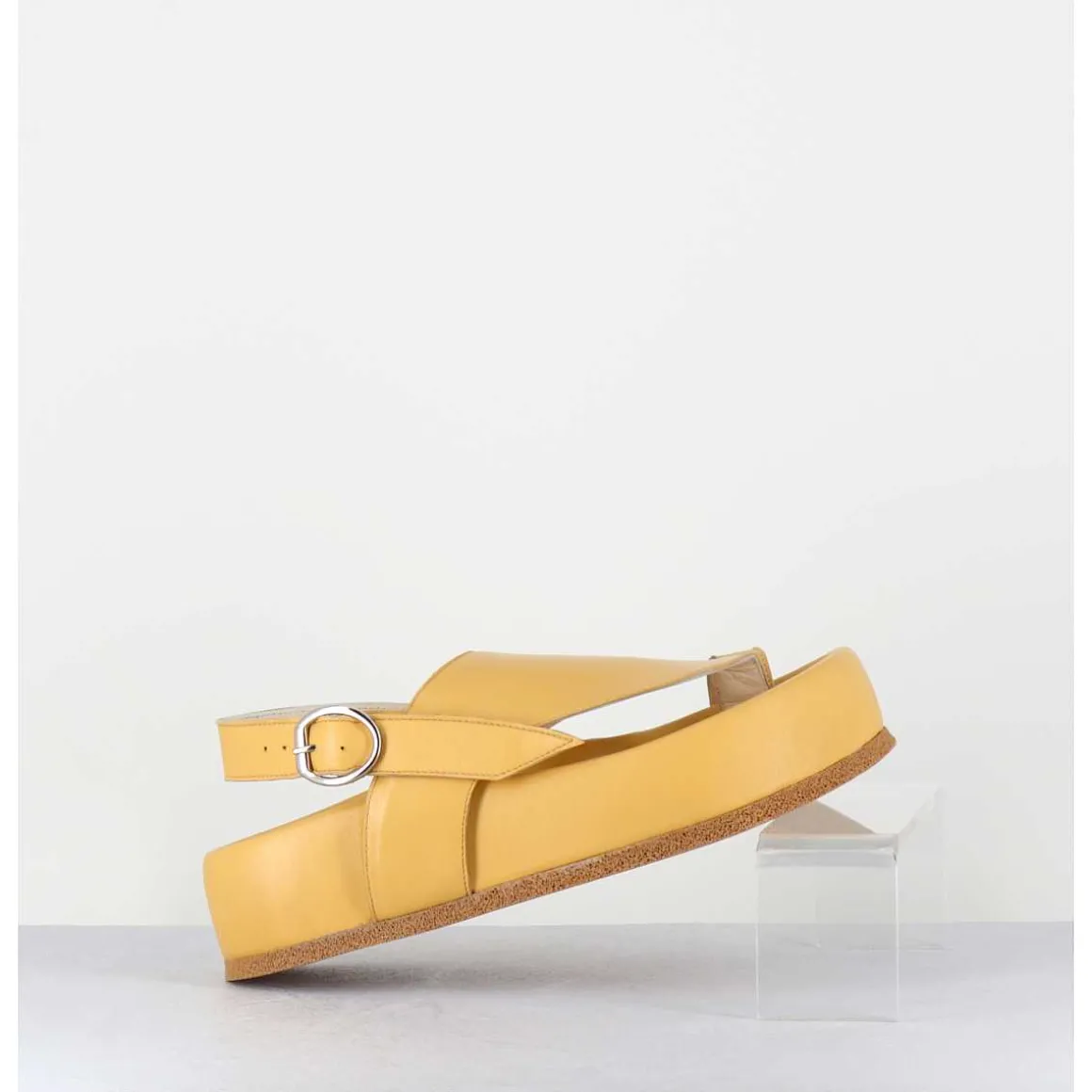 Sandales Entre-Doigts Semelle Epaisse En Cuir Jaune - Gaviv2 Buffy Senape