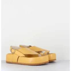 Sandales Entre-Doigts Semelle Epaisse En Cuir Jaune - Gaviv2 Buffy Senape