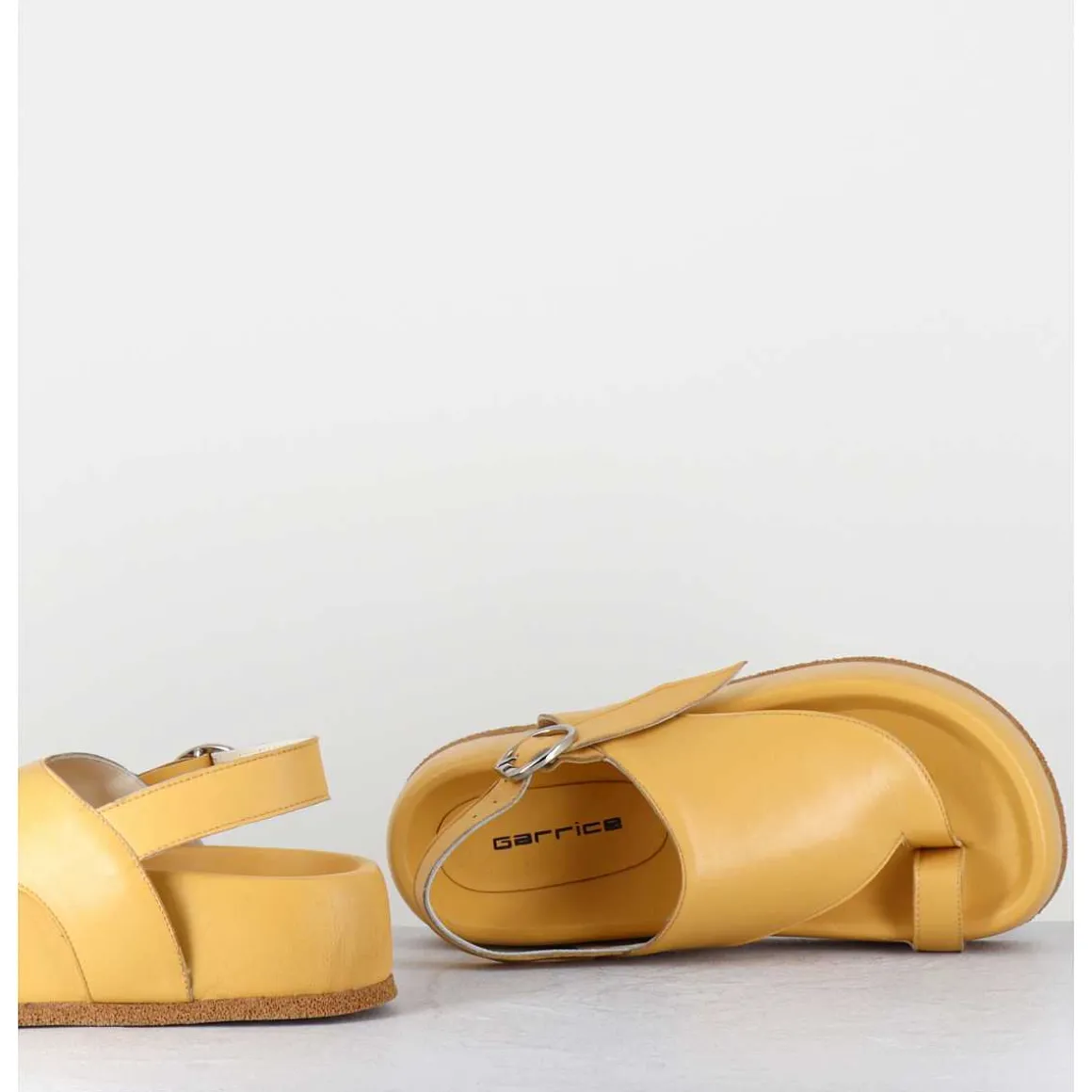 Sandales Entre-Doigts Semelle Epaisse En Cuir Jaune - Gaviv2 Buffy Senape