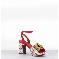 Sandales Imprime Retro Et Fleur Jaune - Kaski44 Chill Pink