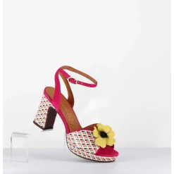 Sandales Imprime Retro Et Fleur Jaune - Kaski44 Chill Pink