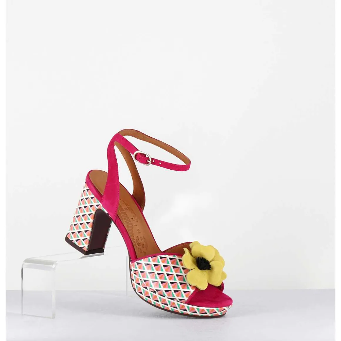Sandales Imprime Retro Et Fleur Jaune - Kaski44 Chill Pink