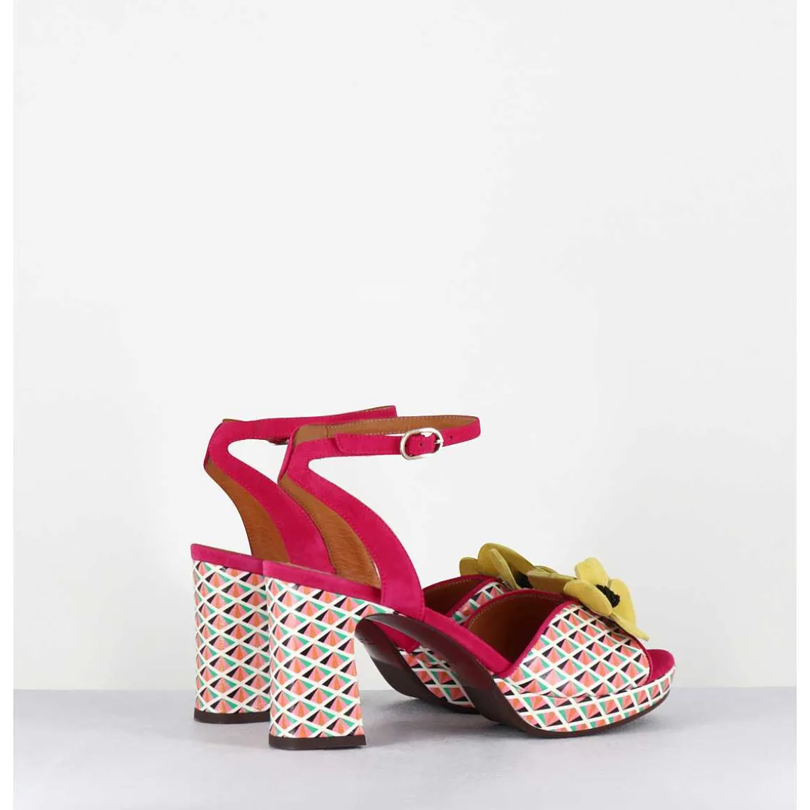 Sandales Imprime Retro Et Fleur Jaune - Kaski44 Chill Pink