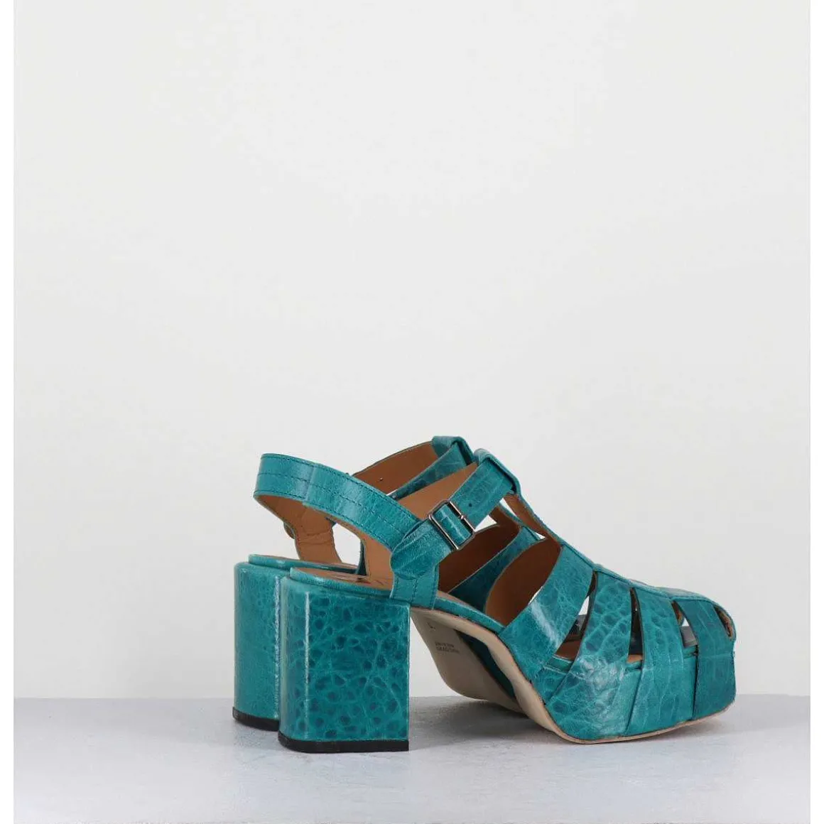 Sandales Meduses A Plateforme En Cuir Gaufre Bleu 1Gs449 Naplak Ottanio