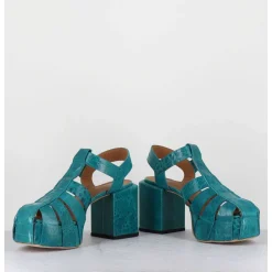Sandales Meduses A Plateforme En Cuir Gaufre Bleu 1Gs449 Naplak Ottanio