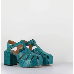 Sandales Meduses A Plateforme En Cuir Gaufre Bleu 1Gs449 Naplak Ottanio
