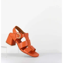 Sandales Multi-Brides En Cuir Graine Orange - S125 Cloud Orange