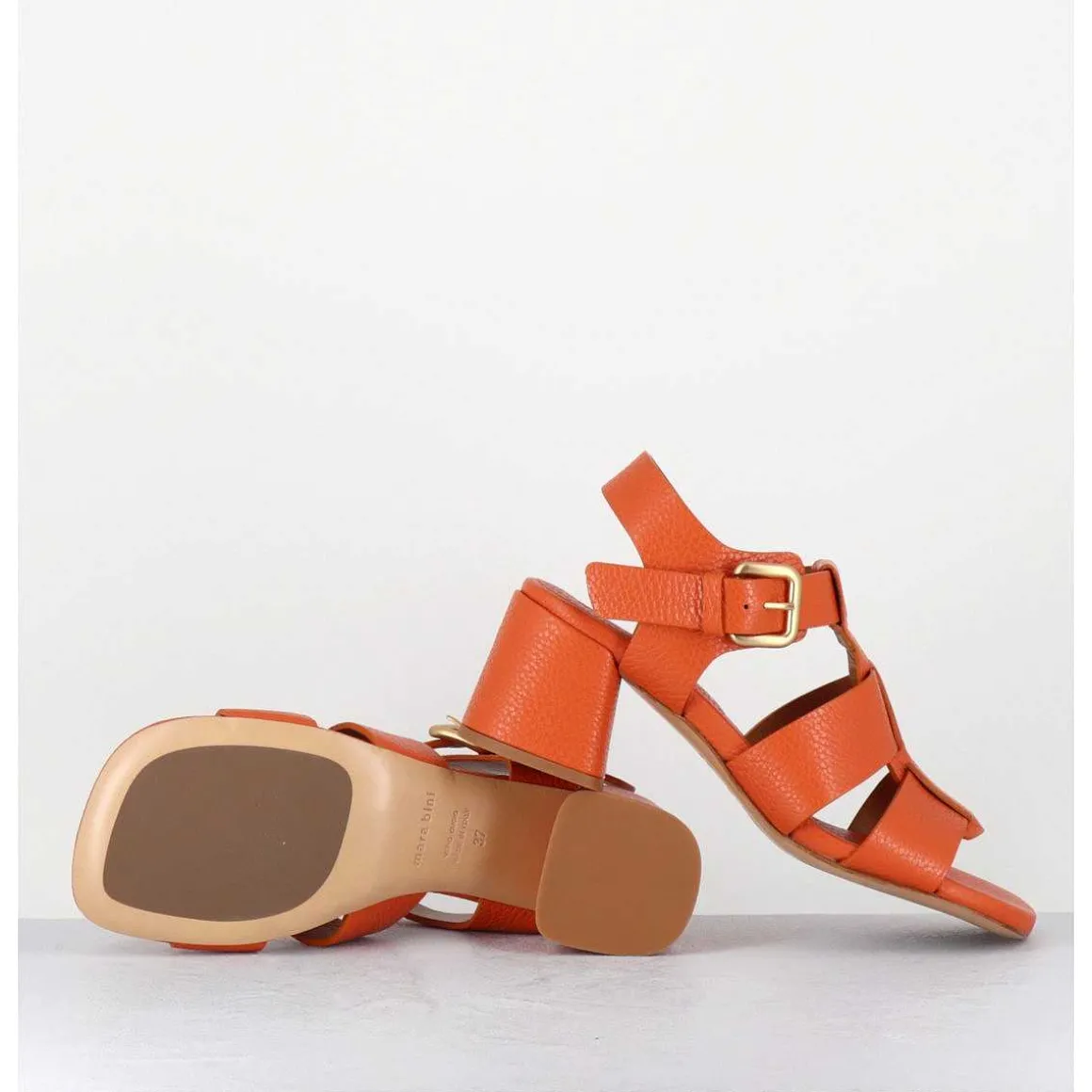 Sandales Multi-Brides En Cuir Graine Orange - S125 Cloud Orange