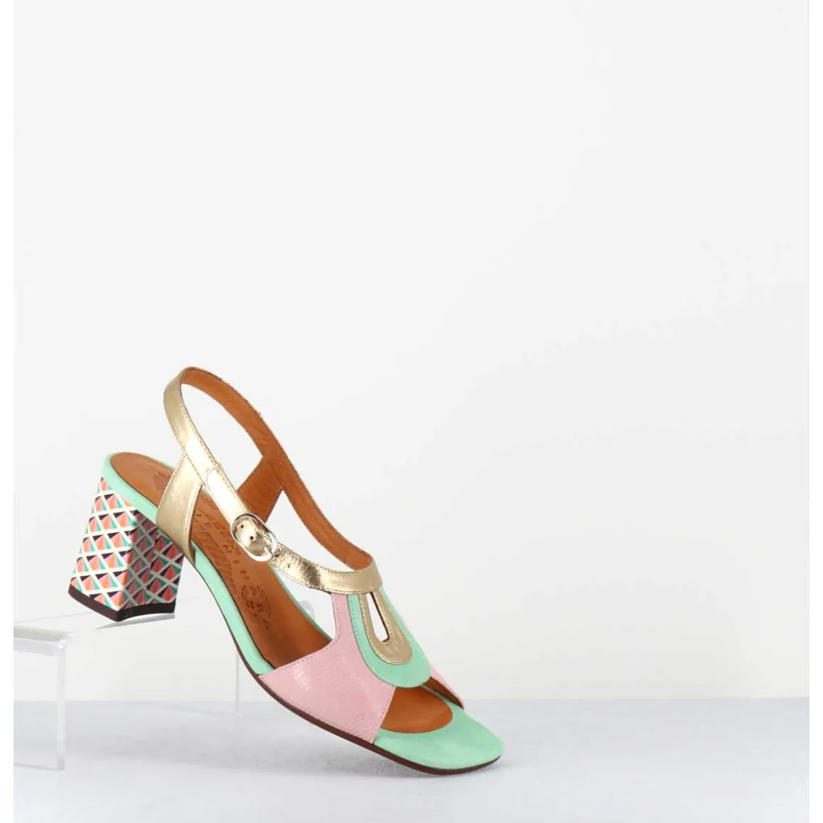 Sandales Multi-Matiere Pastel & Imprime Art Deco - Lorvina44 Jeep Pink