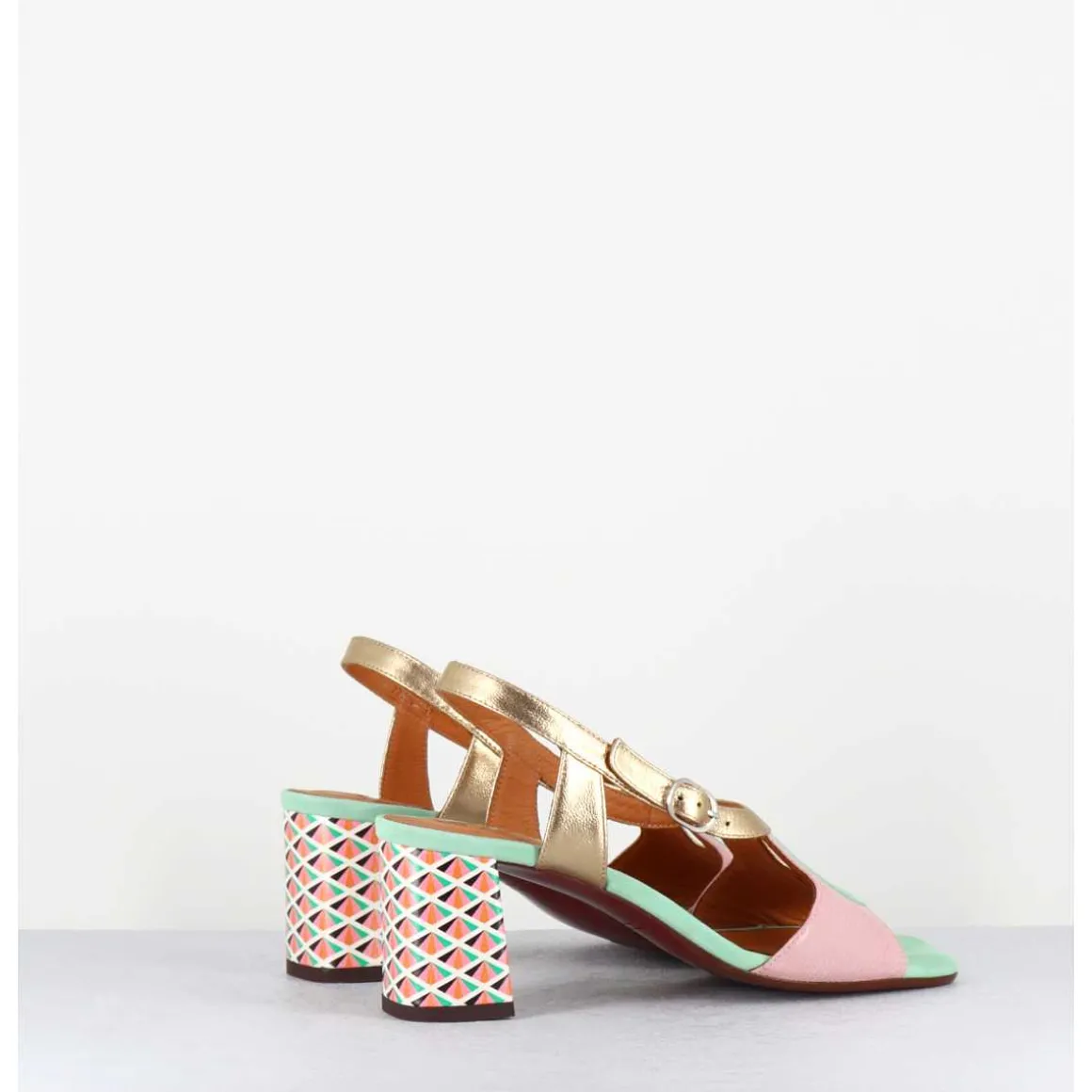 Sandales Multi-Matiere Pastel & Imprime Art Deco - Lorvina44 Jeep Pink