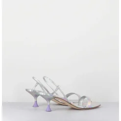 Sandales Petit Talon En Cuir Argent Iridescent - Capri Cosmo Silver