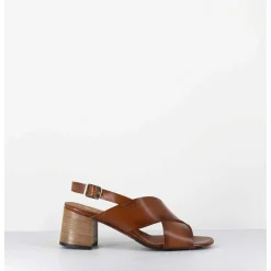 Sandales Petit Talon En Cuir Marron - 3162 Noce