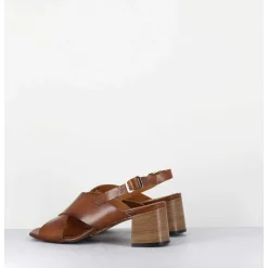 Sandales Petit Talon En Cuir Marron - 3162 Noce