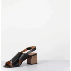 Sandales Petit Talon En Cuir Noir - 3162 Nero