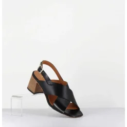 Sandales Petit Talon En Cuir Noir - 3162 Nero