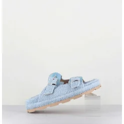 Sandales Plates A Boucles En Eponge Bleu Ciel - Agap Spugna Cielo