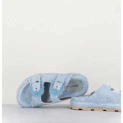 Sandales Plates A Boucles En Eponge Bleu Ciel - Agap Spugna Cielo