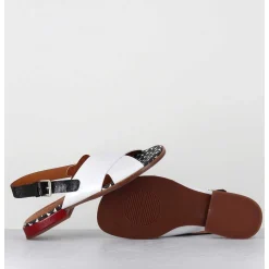 Sandales Plates En Cuir Blanc & Noir - Wanter Ferrari Blanco