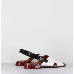 Sandales Plates En Cuir Blanc & Noir - Wanter Ferrari Blanco