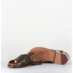 Sandales Plates En Cuir Khaki - Wan42 Salou Hunt