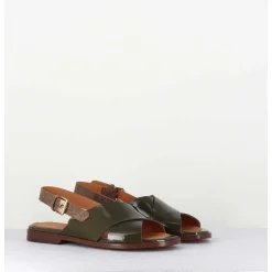 Sandales Plates En Cuir Khaki - Wan42 Salou Hunt