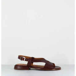Sandales Plates En Cuir Marron - Wenta Pitbul Terra