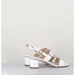 Sandales 60S Bout Carre En Cuir Vernis Blanc - Lefai1 Vernice Bianco