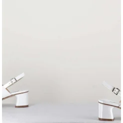 Sandales 60S Bout Carre En Cuir Vernis Blanc - Lefai1 Vernice Bianco