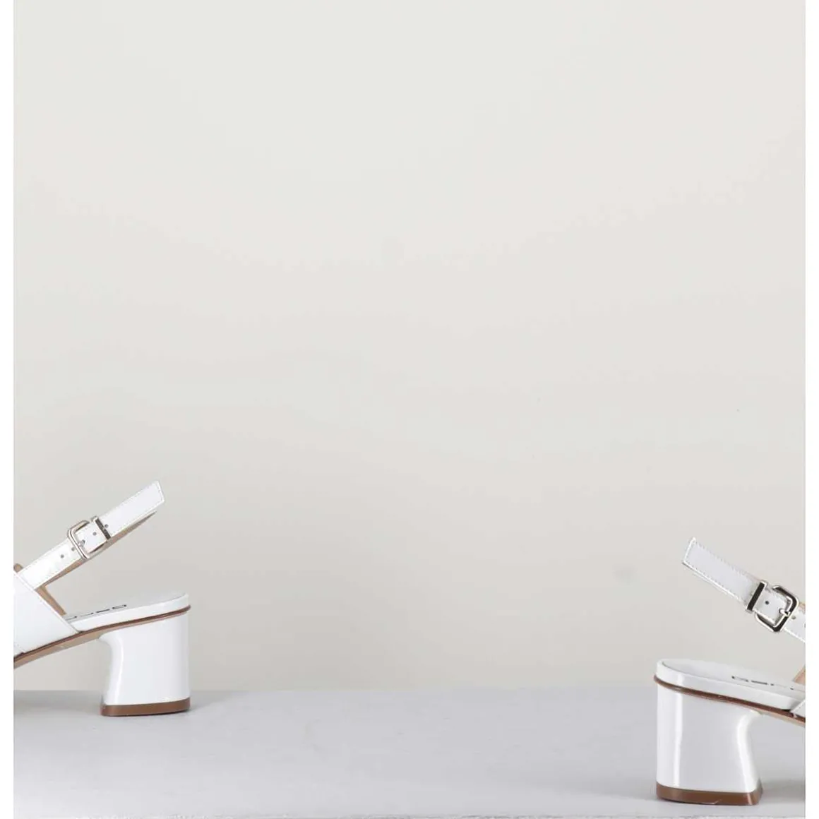 Sandales 60S Bout Carre En Cuir Vernis Blanc - Lefai1 Vernice Bianco