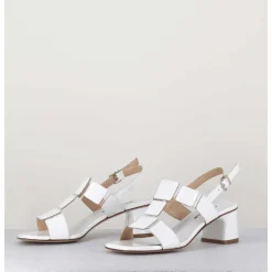 Sandales 60S Bout Carre En Cuir Vernis Blanc - Lefai1 Vernice Bianco