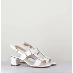 Sandales 60S Bout Carre En Cuir Vernis Blanc - Lefai1 Vernice Bianco