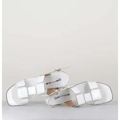 Sandales 60S Bout Carre En Cuir Vernis Blanc - Lefai1 Vernice Bianco