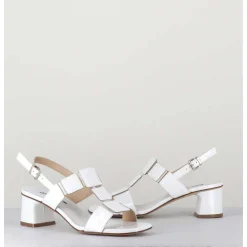 Sandales 60S Bout Carre En Cuir Vernis Blanc - Lefai1 Vernice Bianco