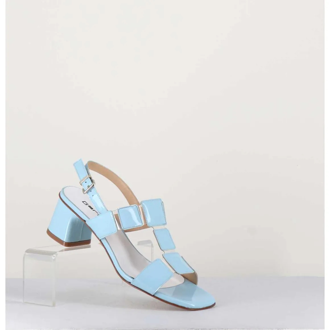 Sandales 60S Bout Carre En Cuir Vernis Bleu Ciel - Lefai3 Vernice Laundry