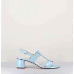 Sandales 60S Bout Carre En Cuir Vernis Bleu Ciel - Lefai3 Vernice Laundry