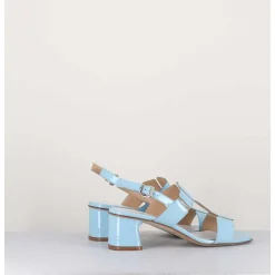 Sandales 60S Bout Carre En Cuir Vernis Bleu Ciel - Lefai3 Vernice Laundry