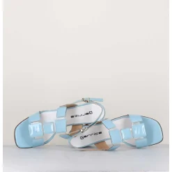 Sandales 60S Bout Carre En Cuir Vernis Bleu Ciel - Lefai3 Vernice Laundry