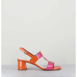 Sandales 60S Bout Carre En Cuir Vernis Orange & Rose - Lefai9 Orange Pink