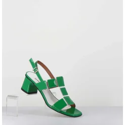 Sandales 60S Bout Carre En Cuir Vernis Vert - Lefai4 Vernice Verde