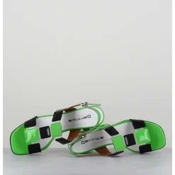 Sandales 60S Bout Carre En Cuir Vernis Vert & Noir - Lefai Green Black