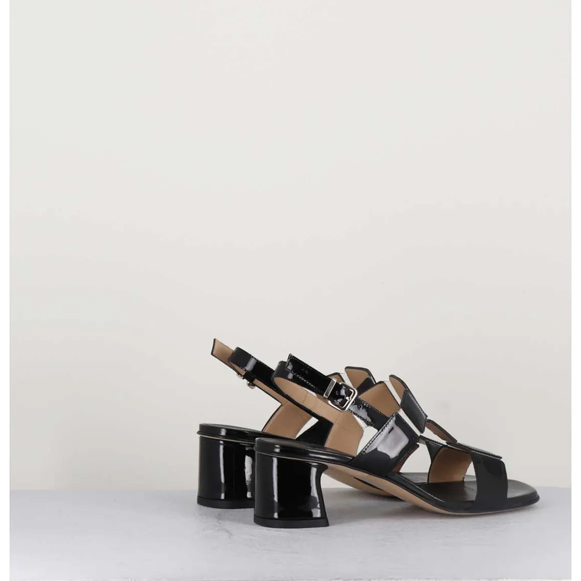 Sandales 60S Bout Carre En Cuir Vernis Noir - Lefai2 Vernice Nero
